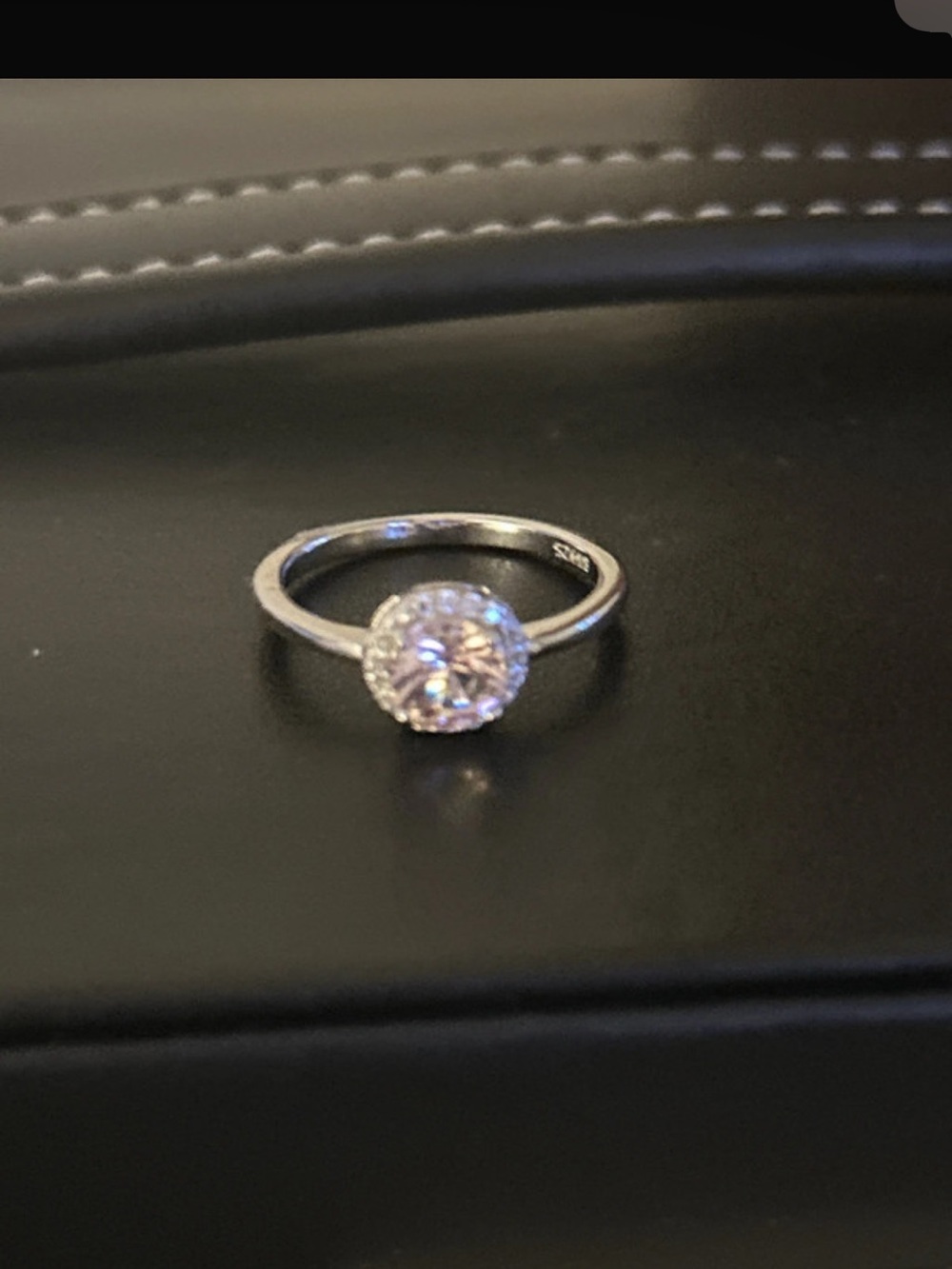 Sterling Silver Halo Solitaire Ring with Round morganite Stone - White